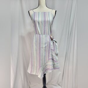 Fashion on Earth striped wrap front dress, lined, sphaghetti straps, siz…